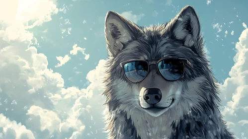 Wolf in Shades Sky Reflection