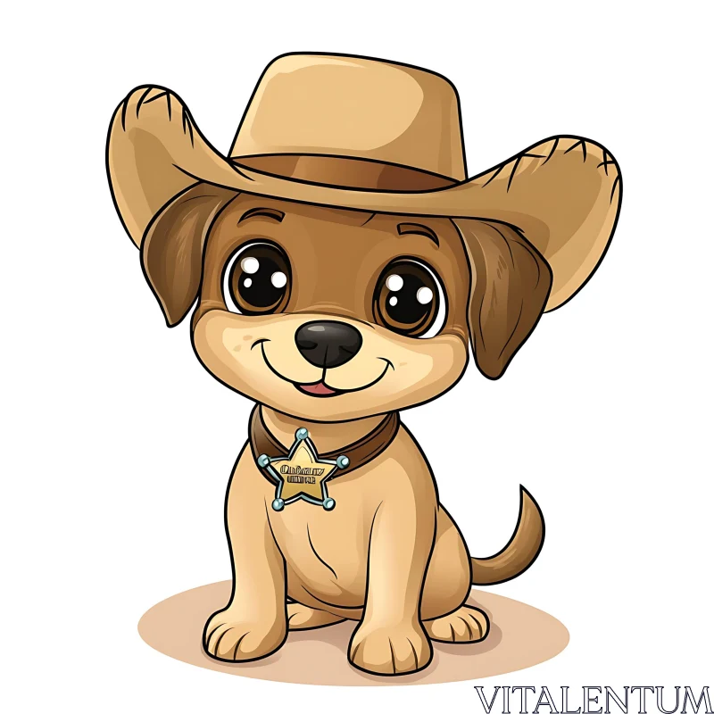 Charming Sheriff Puppy Cartoon AI Image