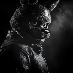 Monochrome Rabbit Portrait with Red Eyes