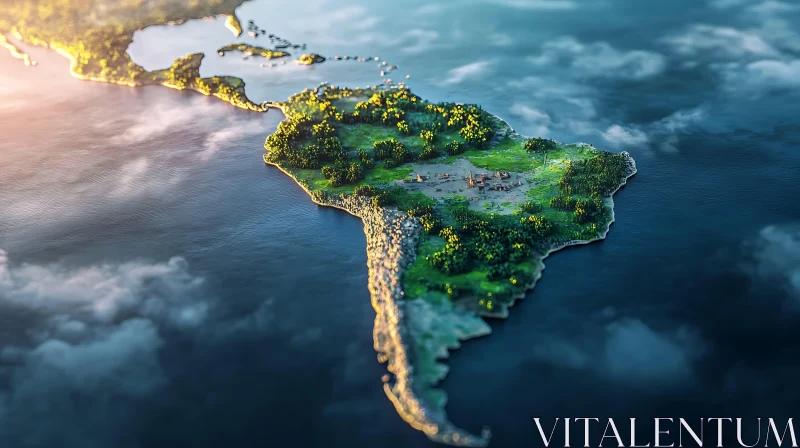 Miniature South America Aerial View AI Image