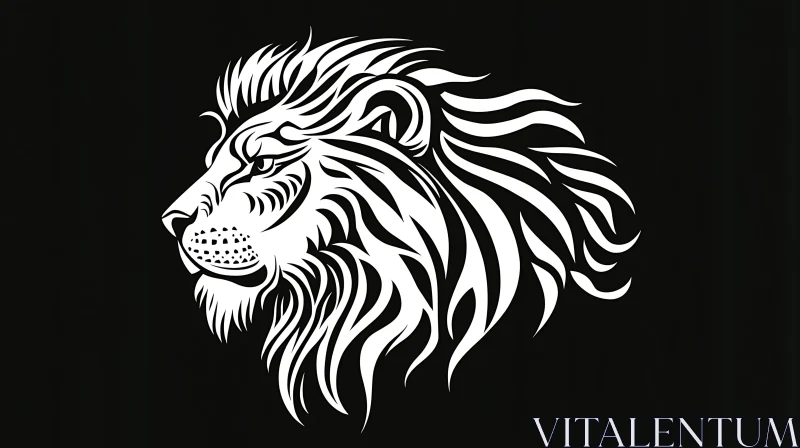 AI ART Bold Monochrome Lion Illustration