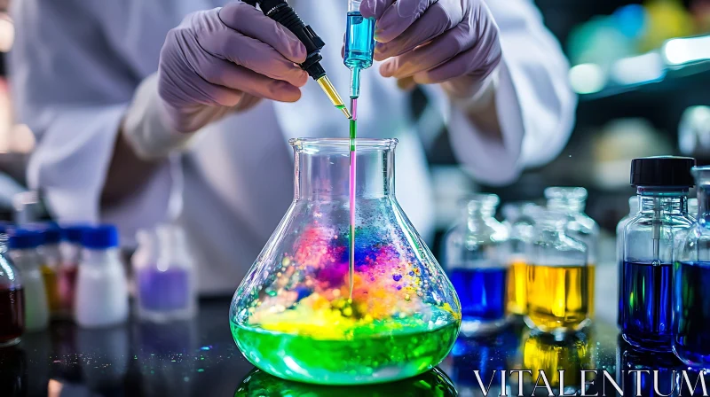 Laboratory Experiment with Colorful Liquids AI Image