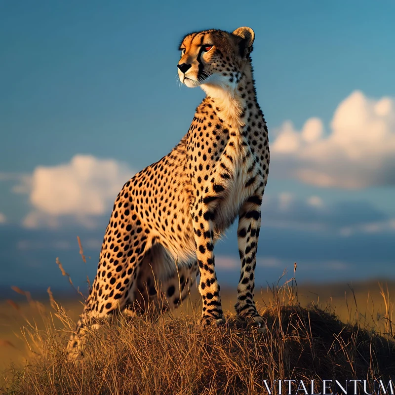 Cheetah on Hill AI Image