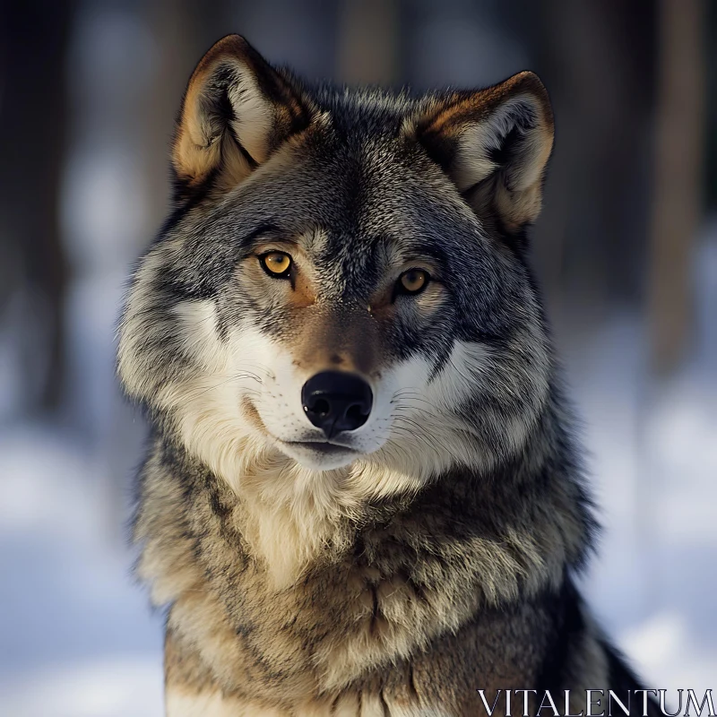 Grey Wolf Close-Up AI Image