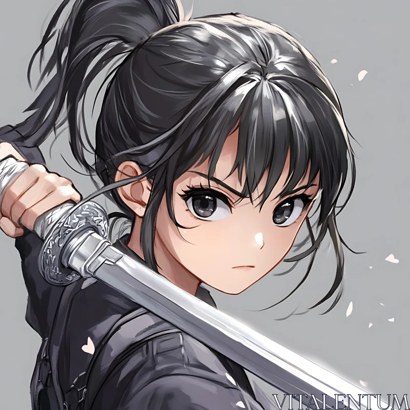 Anime Sword-Wielding Female Character AI Image