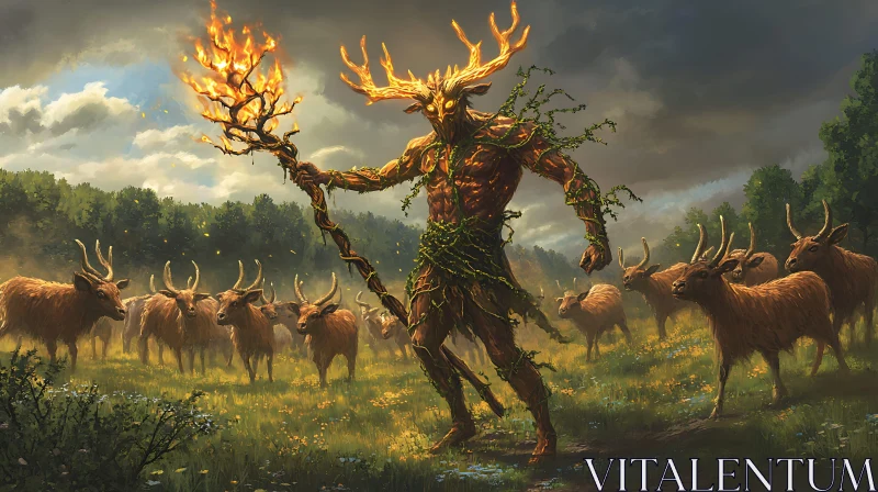 Guardian of the Woods and Deer AI Image