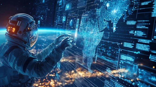 Future Technology Astronaut Earth Data