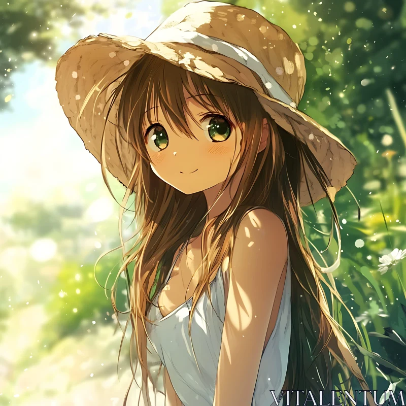 Serene Anime Girl in Nature AI Image