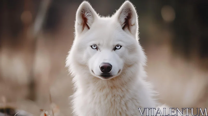 Serene Gaze of a White Wolf AI Image