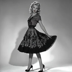 Elegant Woman in Vintage Dress