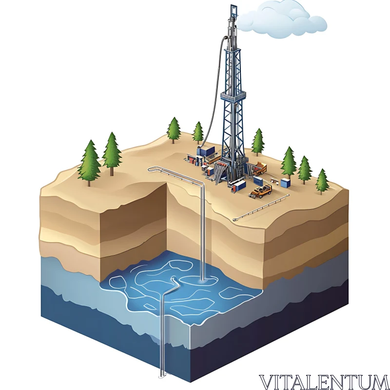 AI ART Isometric View of Drilling Process