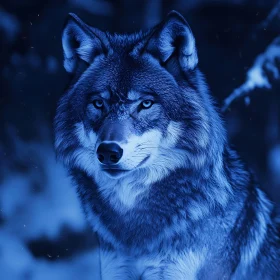 Wolf in Blue Tones