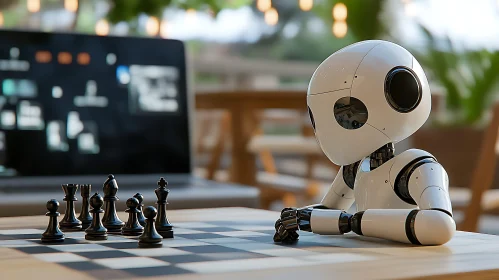 AI Robot Playing Chess Against Computer