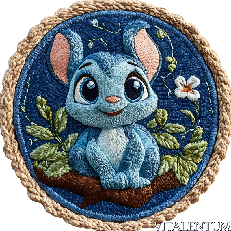 Charming Embroidered Cartoon Animal AI Image