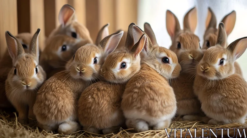 Fluffy Brown Bunnies Huddling Together AI Image