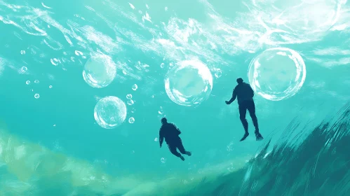 Abstract Underwater Scene with Bubbles