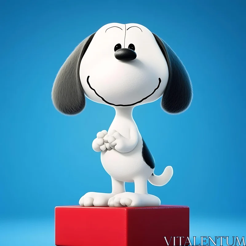 Joyful Cartoon Dog on Blue Background AI Image