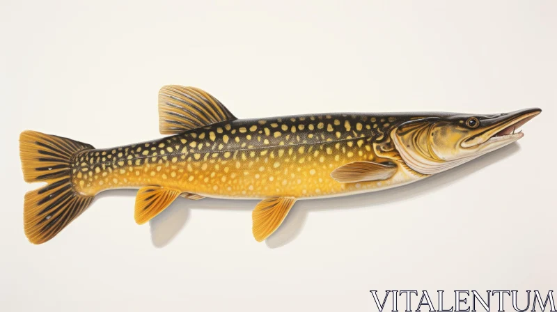 Minimalist Pike Fish Illustration in Light Brown and Yellow AI Image