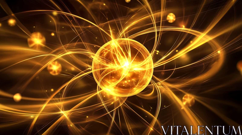 Radiant Sphere with Swirling Light AI Image