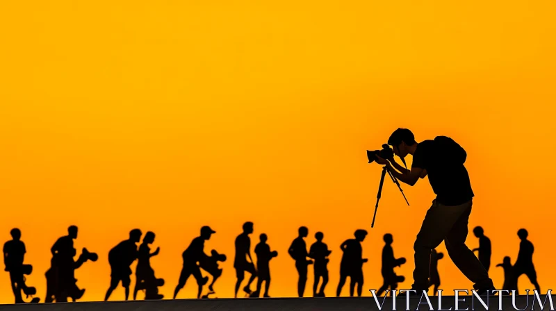 AI ART Figures in Silhouette at Sunset