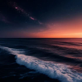 Starry Night Ocean Wave