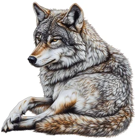 Resting Wolf Illustration