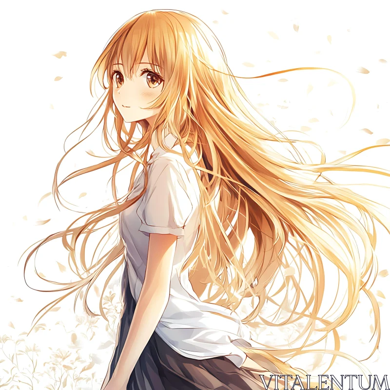 Anime Portrait of a Girl with Long Hair AI Image