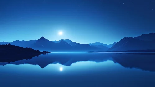 Nightscape Mountain Lake Reflection