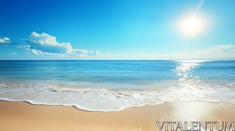 AI ART Sunny Beach and Calm Ocean View