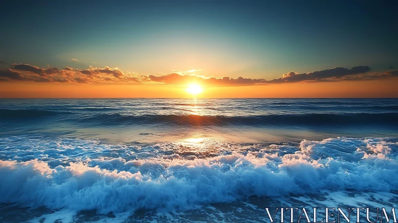 Tranquil Seascape at Sunset AI Image