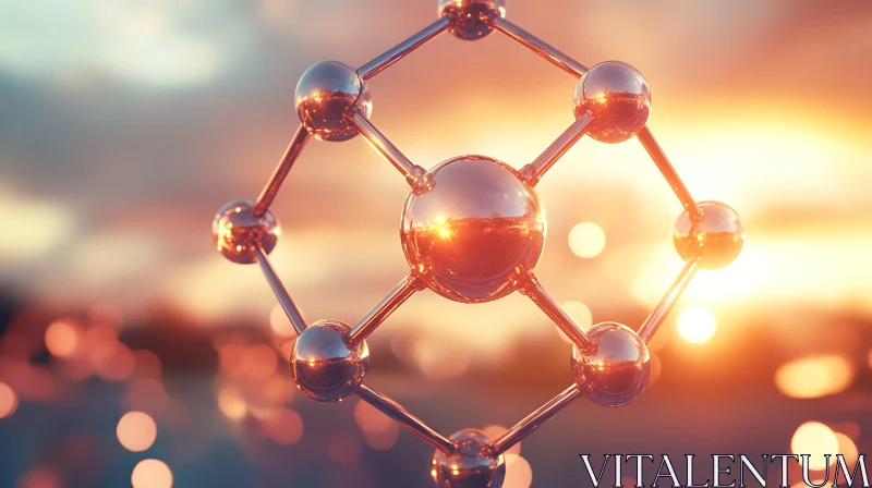 AI ART Geometric Sunset: A Molecular Vision