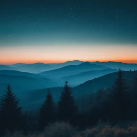 Blue Mountains Under Starry Sky