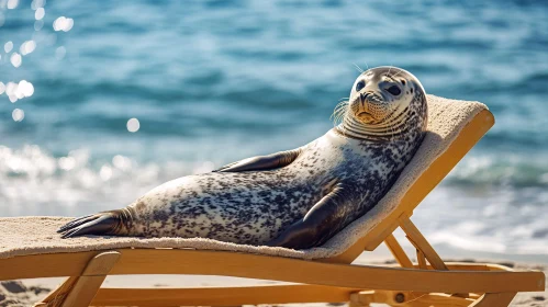 Relaxing Seal on Beach Chair