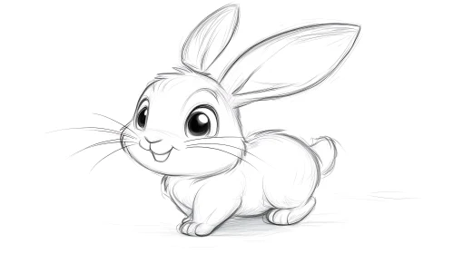 Charming Rabbit Line Art Illustration
