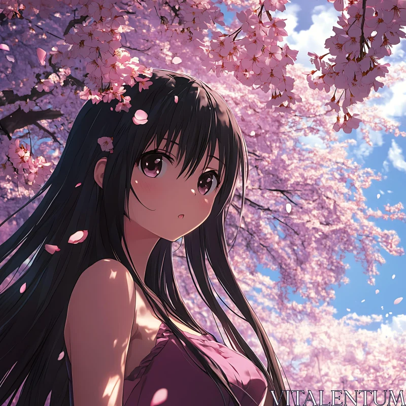 Cherry Blossom Anime Scene AI Image