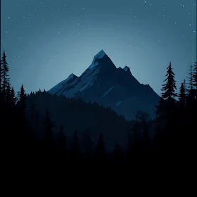 Starry Mountain Silhouette