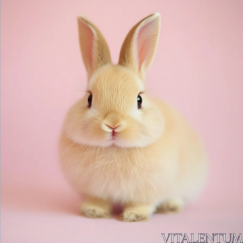 Cream-Colored Bunny Rabbit Close-Up AI Image