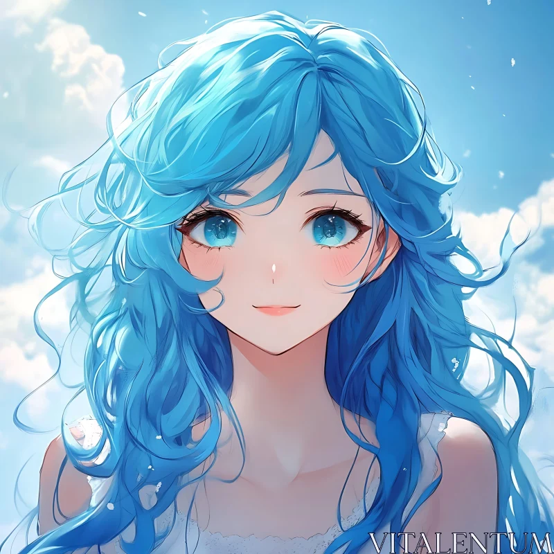 AI ART Serene Anime Girl in Sky Background