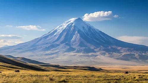 Picturesque Mountain Landscape with Golden Field