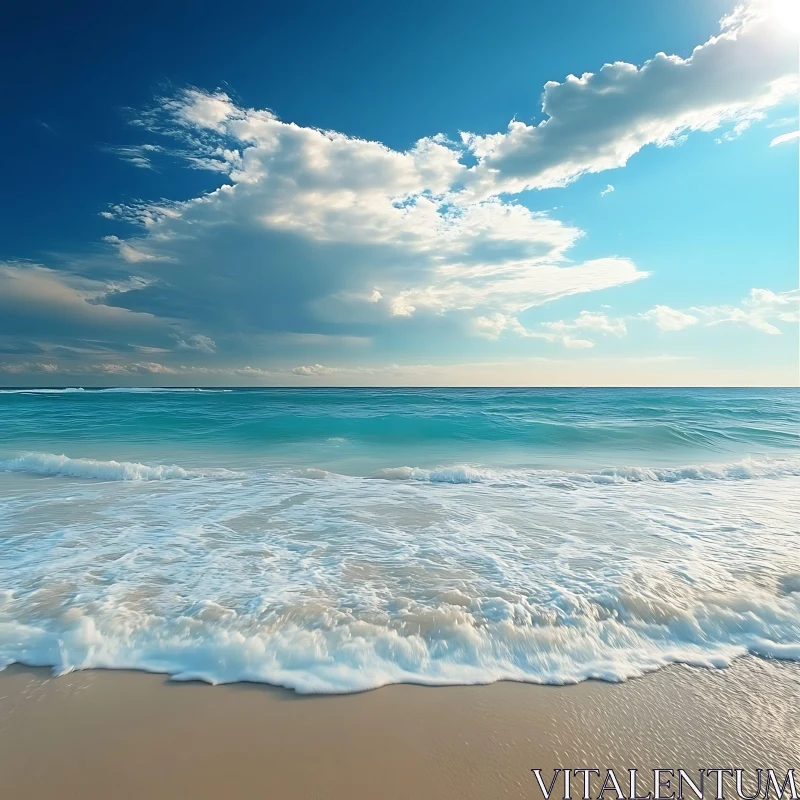 AI ART Calm Ocean Scene with Blue Sky