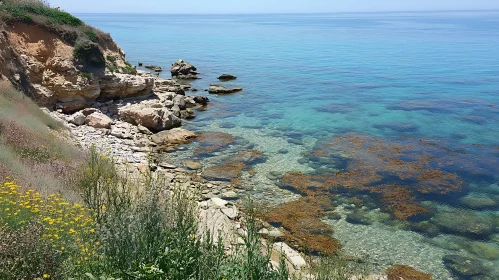 Coastal Serenity: Turquoise Waters and Rocks