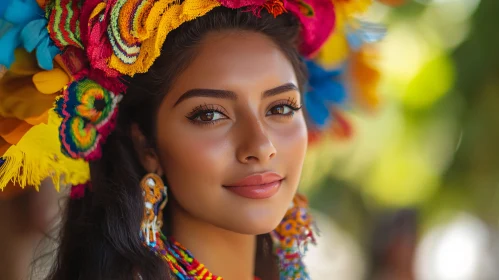 Vibrant Headdress Portrait of a Woman