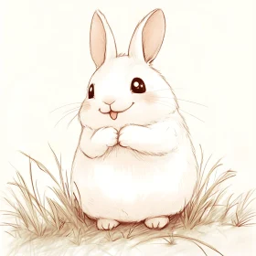 Whimsical Bunny in the Meadow Artwork
