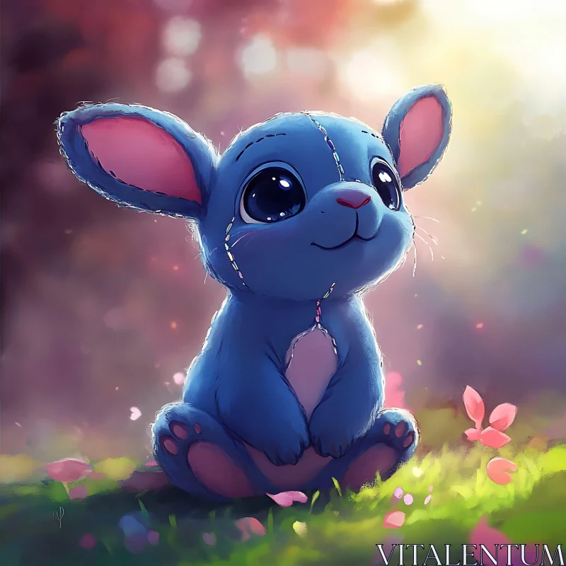 Enchanting Cartoon Creature in a Meadow AI Image