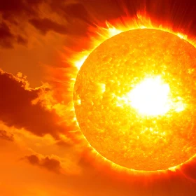 Celestial Sun with Fiery Clouds