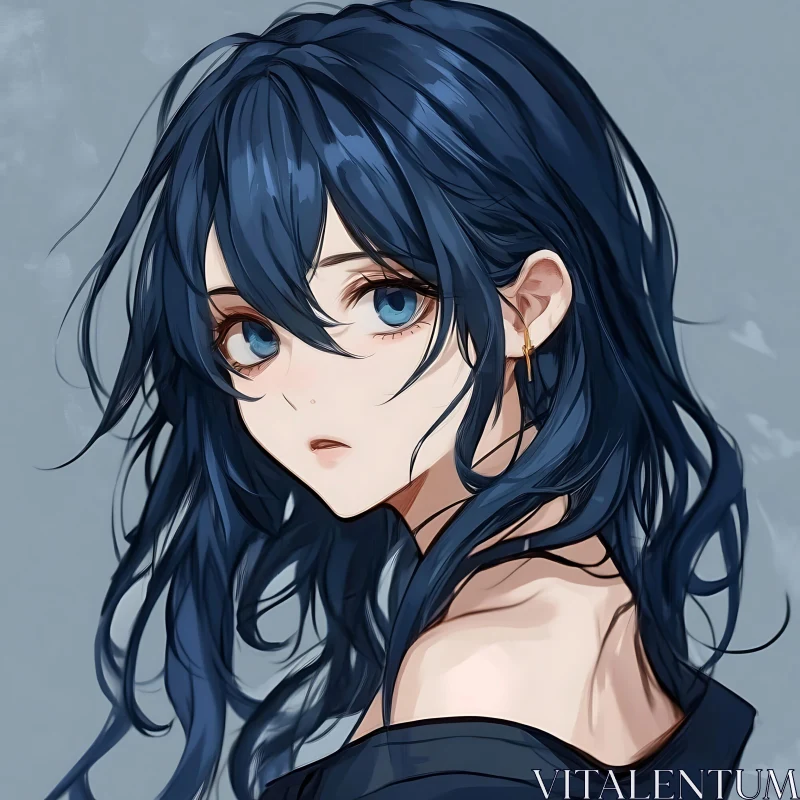 Blue-Haired Anime Girl Art AI Image