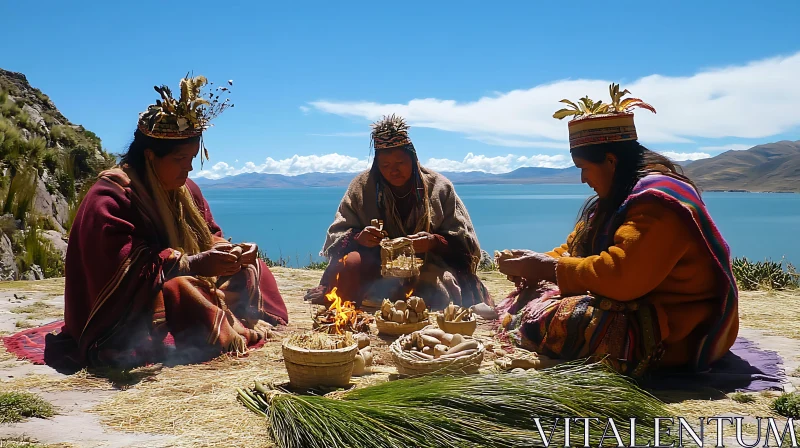 AI ART Traditional Andean Ceremony Lake Titicaca