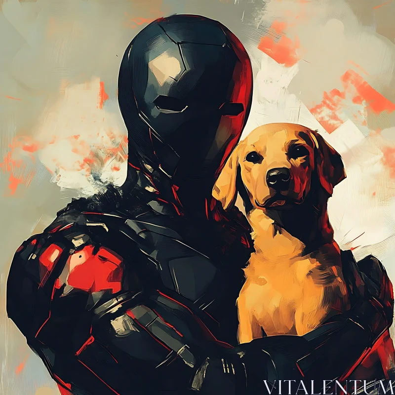 Cyborg and Dog Portrait AI Image