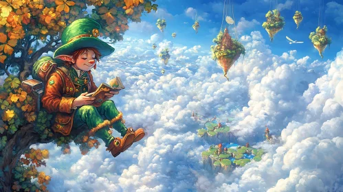 Whimsical Elf in Cloudscape