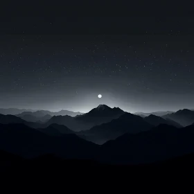 Moonlit Peaks: A Night Mountain Serenade